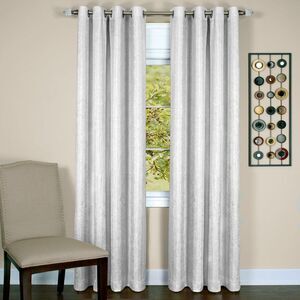 HERRINGBONE 54" X 63" WINDOW CURTAIN PANEL Crinkled Solid Beige